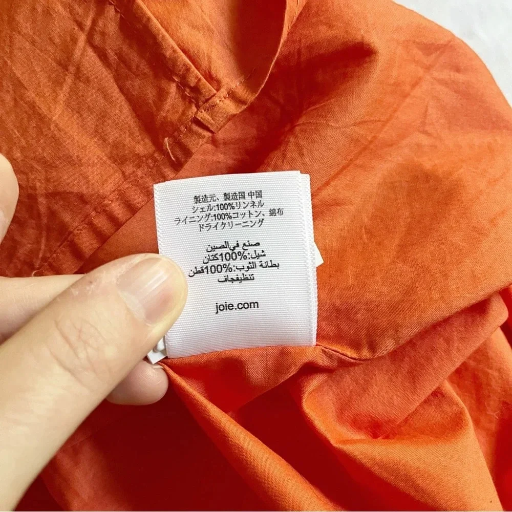 Joie Carnell  Buttoned Midi Belted Linen Dress in Warm Terracotta - Picture 7 of 7